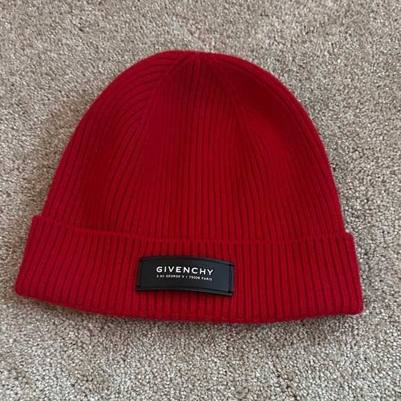 Givenchy Accessories - Givenchy Red Wool and Cashmere Beanie